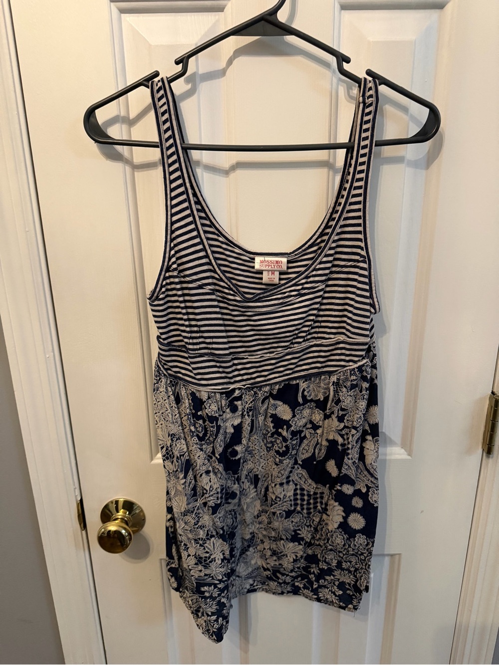 Mossimo Supply Co. Navy and White Striped Tank with Navy Floral Tank Top